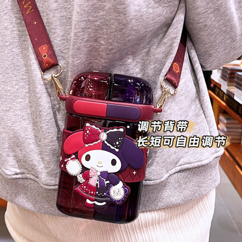 艾可思方形吸管水杯高顔值大容量分倉雙飲塑膠水杯小學生斜背杯子 艾可思方形吸管水杯高顔值大容量分倉雙飲塑膠水杯小學生斜背杯子