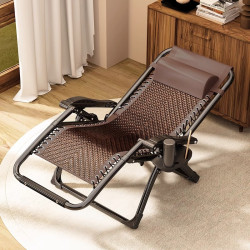 躺椅折曡午休陽台靠背午睡椅老人休閒家用可攜式辦公室坐躺兩用藤椅