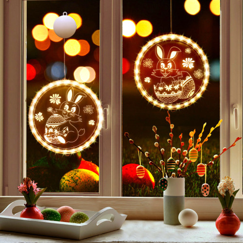 嚴選抱蛋破殼兔子吸盤LED彩燈掛件復活節氛圍窗戶裝飾布置 嚴選抱蛋破殼兔子吸盤LED彩燈掛件復活節氛圍窗戶裝飾布置