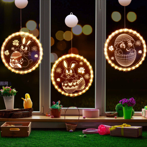 嚴選抱蛋破殼兔子吸盤LED彩燈掛件復活節氛圍窗戶裝飾布置 嚴選抱蛋破殼兔子吸盤LED彩燈掛件復活節氛圍窗戶裝飾布置