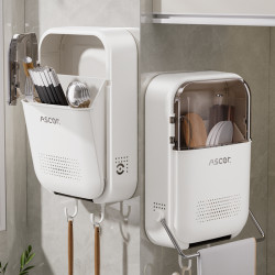 壁掛式筷子收納盒筷子筒瀝水防黴掛牆筷籠桶放勺子筷子收納置物架