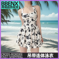 泳衣女純欲ins 風虞美人連體裙式小胸聚攏吊帶式度假溫泉沙灘泳衣