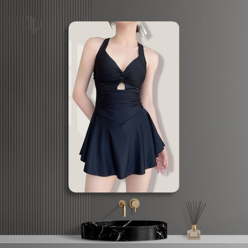 泳衣女純欲ins 風虞美人連體裙式小胸聚攏吊帶式度假溫泉沙灘泳衣