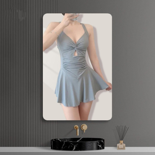 泳衣女純欲ins 風虞美人連體裙式小胸聚攏吊帶式度假溫泉沙灘泳衣