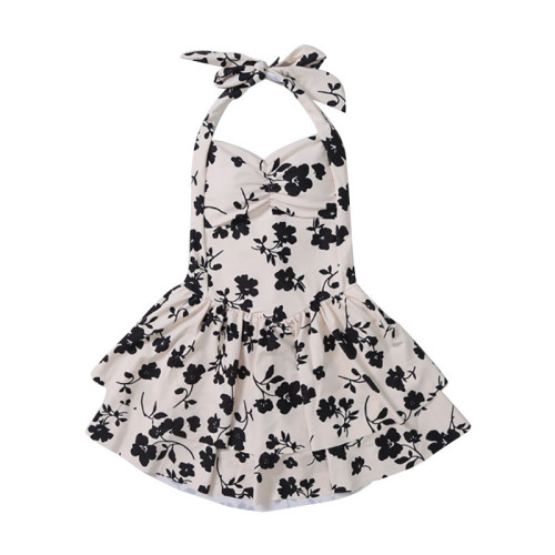 泳衣女純欲ins 風虞美人連體裙式小胸聚攏吊帶式度假溫泉沙灘泳衣