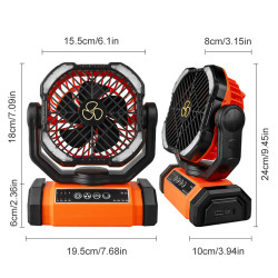 戶外風扇可攜式大容量無極調速充電露營風扇釣魚野營帳篷照明