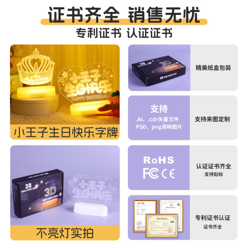 發光小王子生日快樂字母led彩燈牌擺件生日氛圍裝飾布置小夜燈
