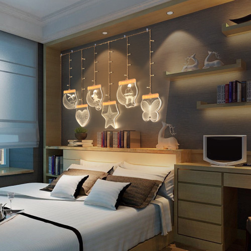 發光蝴蝶五角星冰條LED彩燈七夕情人節氛圍房間窗簾裝飾布置掛飾 發光蝴蝶五角星冰條LED彩燈七夕情人節氛圍房間窗簾裝飾布置掛飾