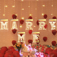 發光marryme求婚燈亞克力七夕情人節氛圍感布置裝飾led字母燈掛飾