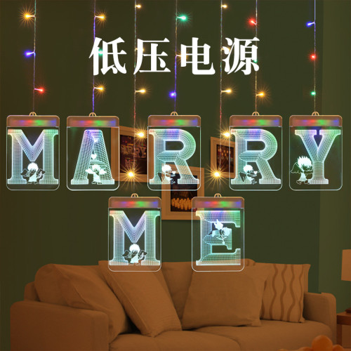 發光marry me字母冰條LED彩燈串七夕情人節求婚氛圍室內裝飾布置