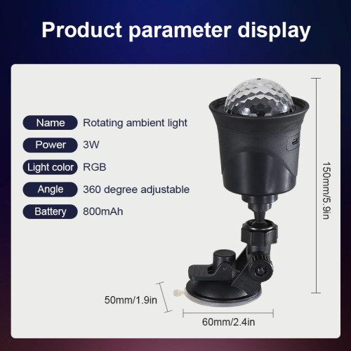七彩旋轉彩燈5Vusb充電水晶魔球車用氛圍燈聲控閃爍蹦迪派對 七彩旋轉彩燈5Vusb充電水晶魔球車用氛圍燈聲控閃爍蹦迪派對