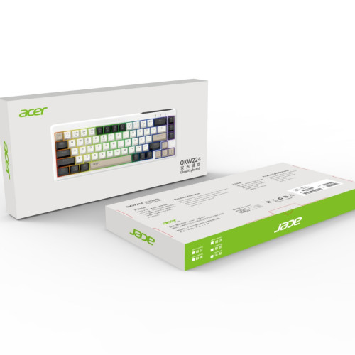 宏基67鍵有線鍵盤炫彩發光機械手感遊戯辦公鍵盤usb時尚三拼色224