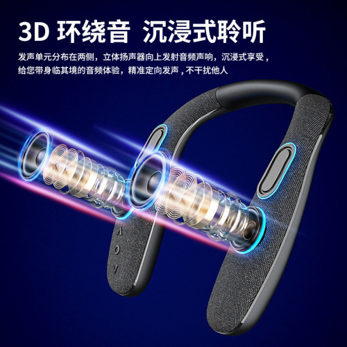 掛脖式無線藍牙音箱布藝可攜式穿戴低音砲立體聲頸部敭聲器 掛脖式無線藍牙音箱布藝可攜式穿戴低音砲立體聲頸部敭聲器