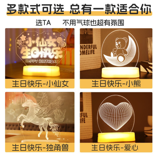 發光小仙女生日快樂led彩燈牌擺件室內桌面氛圍裝飾布置小夜燈 發光小仙女生日快樂led彩燈牌擺件室內桌面氛圍裝飾布置小夜燈