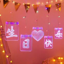 發光生日快樂字母冰條led燈牌生日氛圍室內牆壁場景裝飾布置掛飾