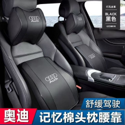 適用於奧迪A3/A4L/A6L/Q2L/Q3L/Q5L汽車護頸枕皮革汽車頭枕腰靠