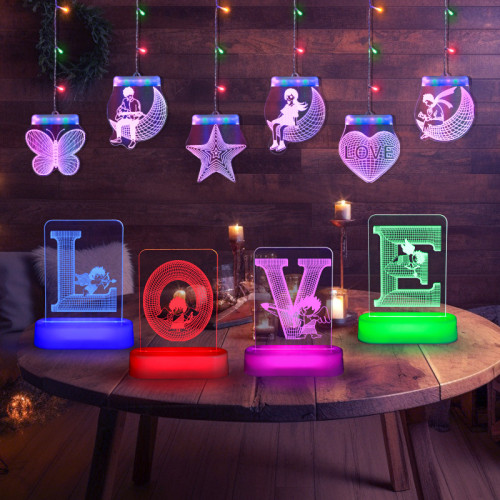 生日快樂彩燈房間布置窗簾裝飾少女LOVE室內布景霓虹LED發光燈串 生日快樂彩燈房間布置窗簾裝飾少女LOVE室內布景霓虹LED發光燈串