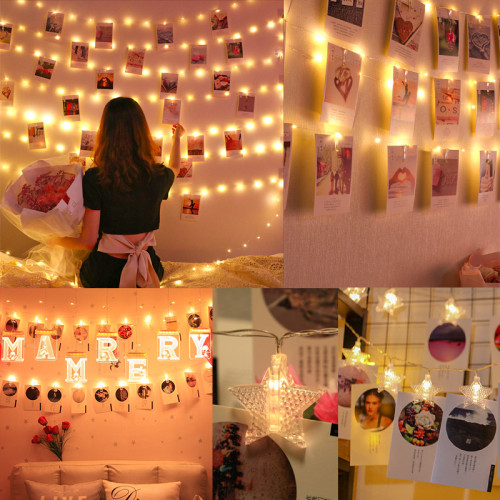 發光五角星照片夾子LED燈串室內家用門店牆面氛圍裝飾布置掛飾 發光五角星照片夾子LED燈串室內家用門店牆面氛圍裝飾布置掛飾