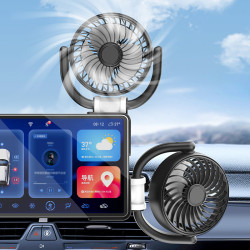 車用風扇顯示屏支撐大風力車內小型電風扇USB接口可調節