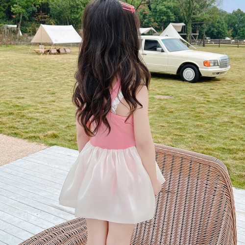 兒童泳衣女洋氣連體中小童可愛蓬蓬裙連體泳衣公主裙式連體遊泳裝