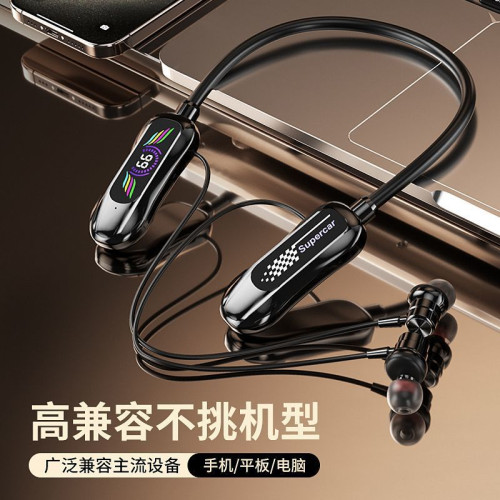 2025新款掛脖式無線藍牙耳機超長續航可插卡超清音質運動頸戴式