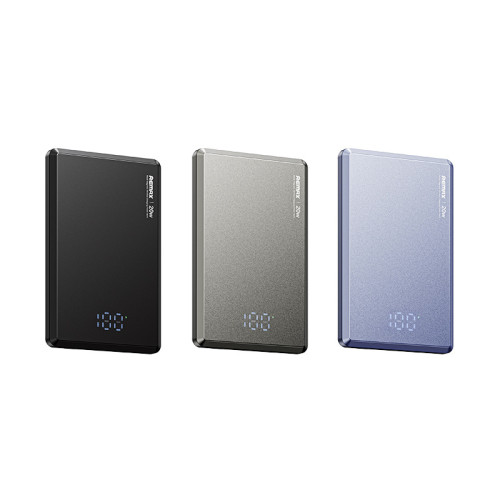 remax薄卡金屬外殼20W快充磁吸無線充電寶 小巧可攜式行動電源