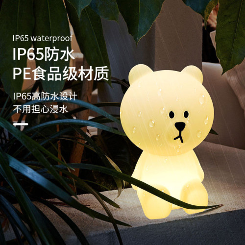 LED布朗熊小夜燈臥室擺件台燈庭院太陽能燈露營氛圍裝飾草坪燈 LED布朗熊小夜燈臥室擺件台燈庭院太陽能燈露營氛圍裝飾草坪燈