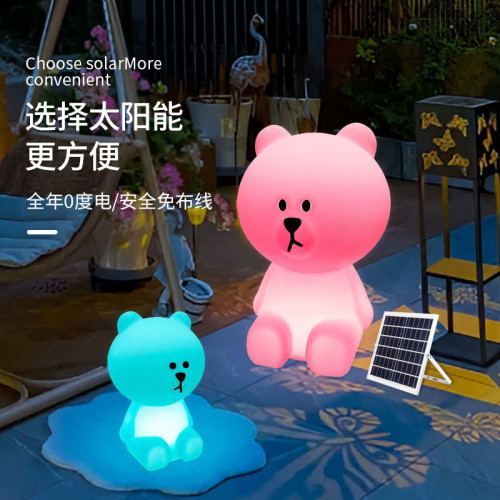 LED布朗熊小夜燈臥室擺件台燈庭院太陽能燈露營氛圍裝飾草坪燈 LED布朗熊小夜燈臥室擺件台燈庭院太陽能燈露營氛圍裝飾草坪燈