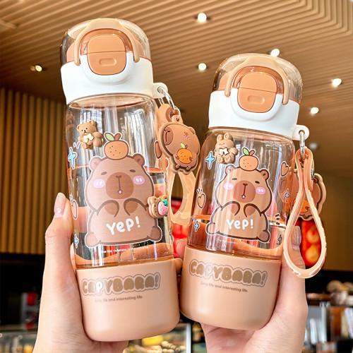 卡皮巴拉兒童水杯可愛高顔值吸管杯大容量雙飲杯鎖扣便捷提手 卡皮巴拉兒童水杯可愛高顔值吸管杯大容量雙飲杯鎖扣便捷提手
