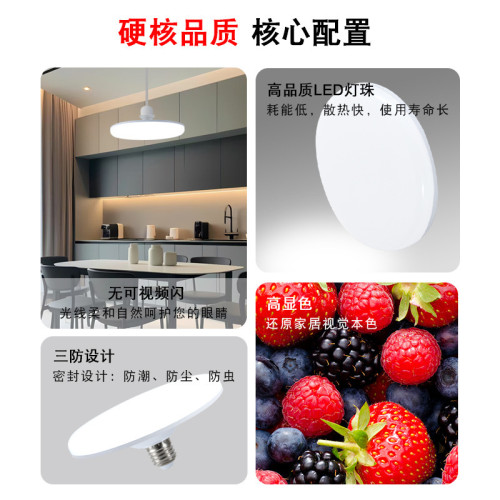 LED燈泡超亮節能室內飛碟燈圓形螺口吸頂燈車間照明家用電 LED燈泡超亮節能室內飛碟燈圓形螺口吸頂燈車間照明家用電