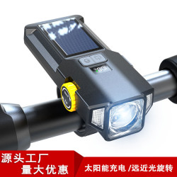 太陽能充電自行車燈防眩光夜騎強光遠射山地公路車裝備配件騎行燈