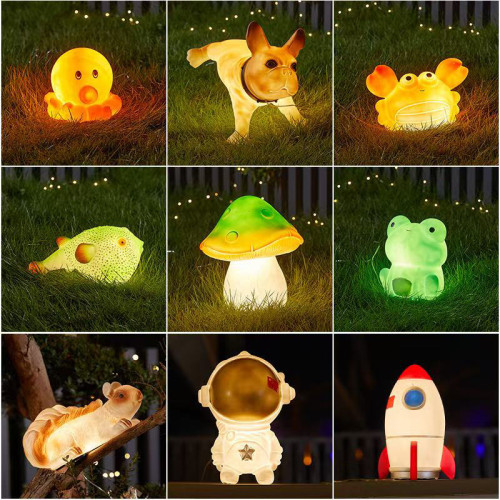 太陽能蘑菇燈戶外庭院公園動物裝飾彩燈草坪熊貓太空人造型景觀燈