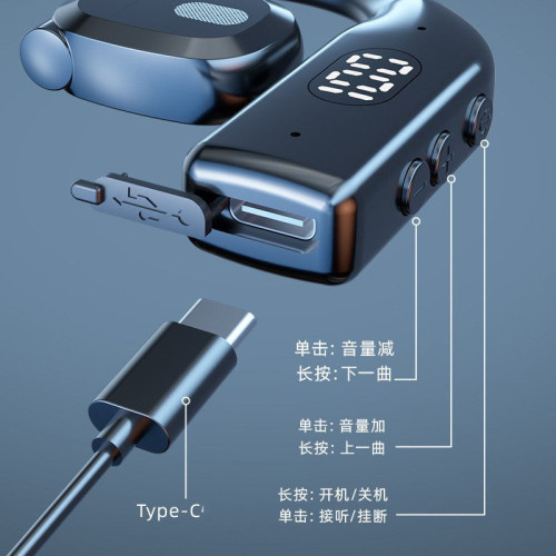 新款旋轉無線藍牙耳機電量數顯掛耳式不入耳商務跑步運動藍牙耳機