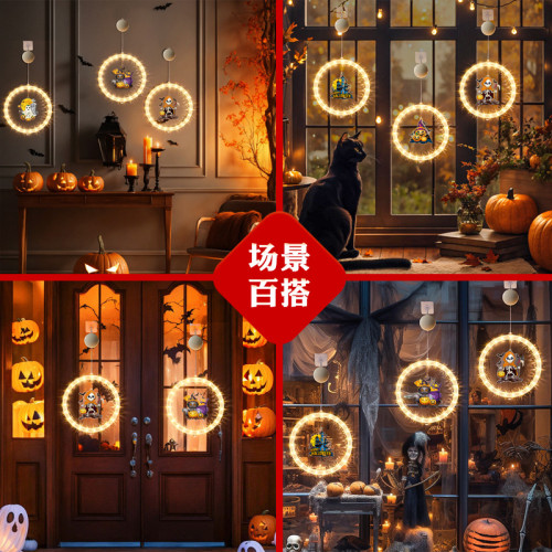 發光萬聖節幽靈南瓜跑馬led彩燈掛件鬼節氛圍櫥窗裝飾布置掛飾 發光萬聖節幽靈南瓜跑馬led彩燈掛件鬼節氛圍櫥窗裝飾布置掛飾