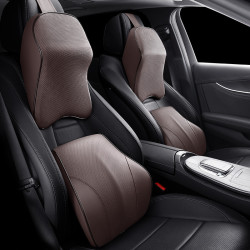 汽車頭枕護頸枕靠枕四季通用記憶棉車用靠背墊汽車腰靠全皮大頭枕