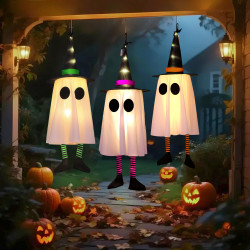 新款萬聖節女巫師幽靈吊鬼led燈串掛件恐怖氛圍戶外裝飾布置掛飾