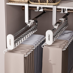 褲架伸縮滑軌頂裝褲抽拉式收納衣架掛衣桿衣櫃內置掛褲子褲掛軌道