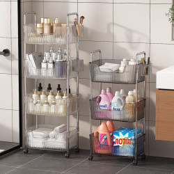 衛生間置物架浴室厠所縫隙多層收納架洗手間落地可移動夾縫小推車