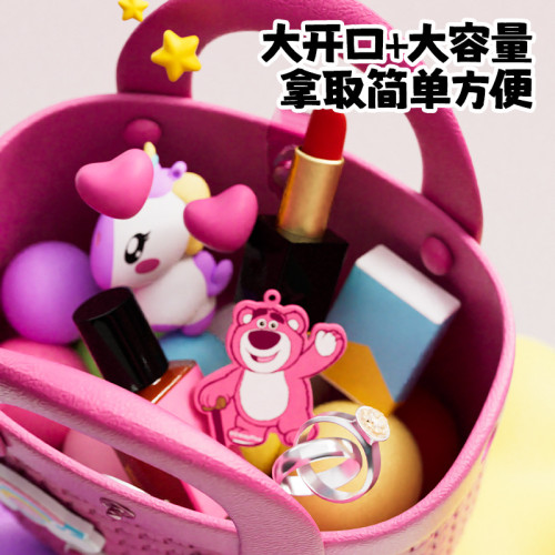 草莓熊兒童包包女可愛斜後背包多巴胺大容量小巧竹編紋理手提小挎包