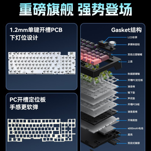 三巨SG99pro三模無線藍牙帶顯示屏客製化熱插拔機械鍵盤側刻漸變 三巨SG99pro三模無線藍牙帶顯示屏客製化熱插拔機械鍵盤側刻漸變