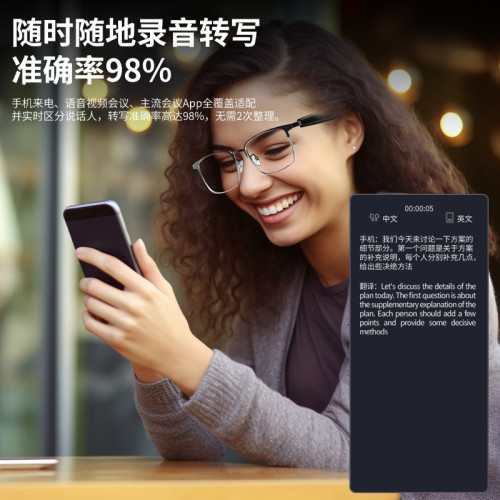 智能AI翻譯眼鏡同聲傳譯144國語言實時翻譯會議記錄無線翻譯耳機
