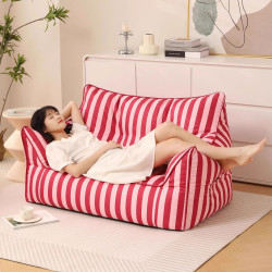 懶人沙發可睡可躺客廳休閒榻榻米臥室陽台靠背椅網紅條紋雙人座椅