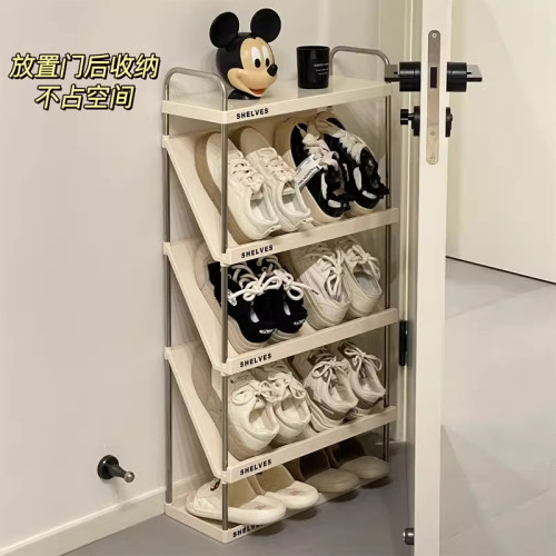 超薄鞋架子家用門口入戶簡易室內好看多層斜放收納拖鞋不鏽鋼鞋櫃 超薄鞋架子家用門口入戶簡易室內好看多層斜放收納拖鞋不鏽鋼鞋櫃