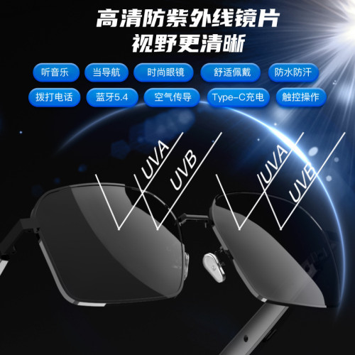 AI防曬智能藍牙眼鏡太陽墨鏡紫外線聽歌通話藍牙智能眼鏡耳機