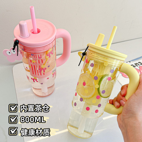 2025新款高顔值大容量夏季吸管水杯雙飲冰霸杯可攜式帶茶倉塑膠杯子 2025新款高顔值大容量夏季吸管水杯雙飲冰霸杯可攜式帶茶倉塑膠杯子