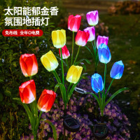 新款led太陽能地插燈戶外草坪花園鬱金香景觀燈公園亮化裝飾彩燈