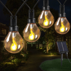 戶外太陽能G40火焰泡泡燈串防水庭院露營節能燈串婚慶派對裝飾燈