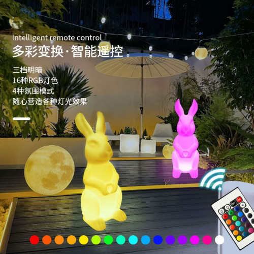 新品派對活動節日裝飾復活節塑膠創意發光兔子戶外庭院擺件燈 新品派對活動節日裝飾復活節塑膠創意發光兔子戶外庭院擺件燈