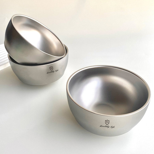 鈦淨化304不鏽鋼飯碗 圓形雙層隔熱碗學校食堂加厚防燙防摔大湯碗 鈦淨化304不鏽鋼飯碗 圓形雙層隔熱碗學校食堂加厚防燙防摔大湯碗