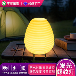 led發光蜂窩螺紋燈手提小夜燈爆款露營簡約時尚創意遙控燈籠